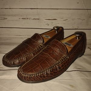 Martin Dingman Brown Alligator Loafers 10 W